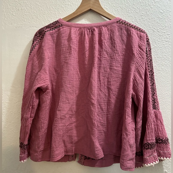 (EUC)Wrap London crinkle cotton linen front tie blouse size us 12 - Picture 9 of 9